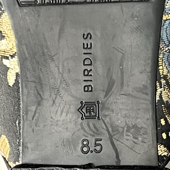 Birdies Phoebe Embroidered Floral Jacquard Slipper Mules Flats in Black Size 8.5 - Picture 12 of 15